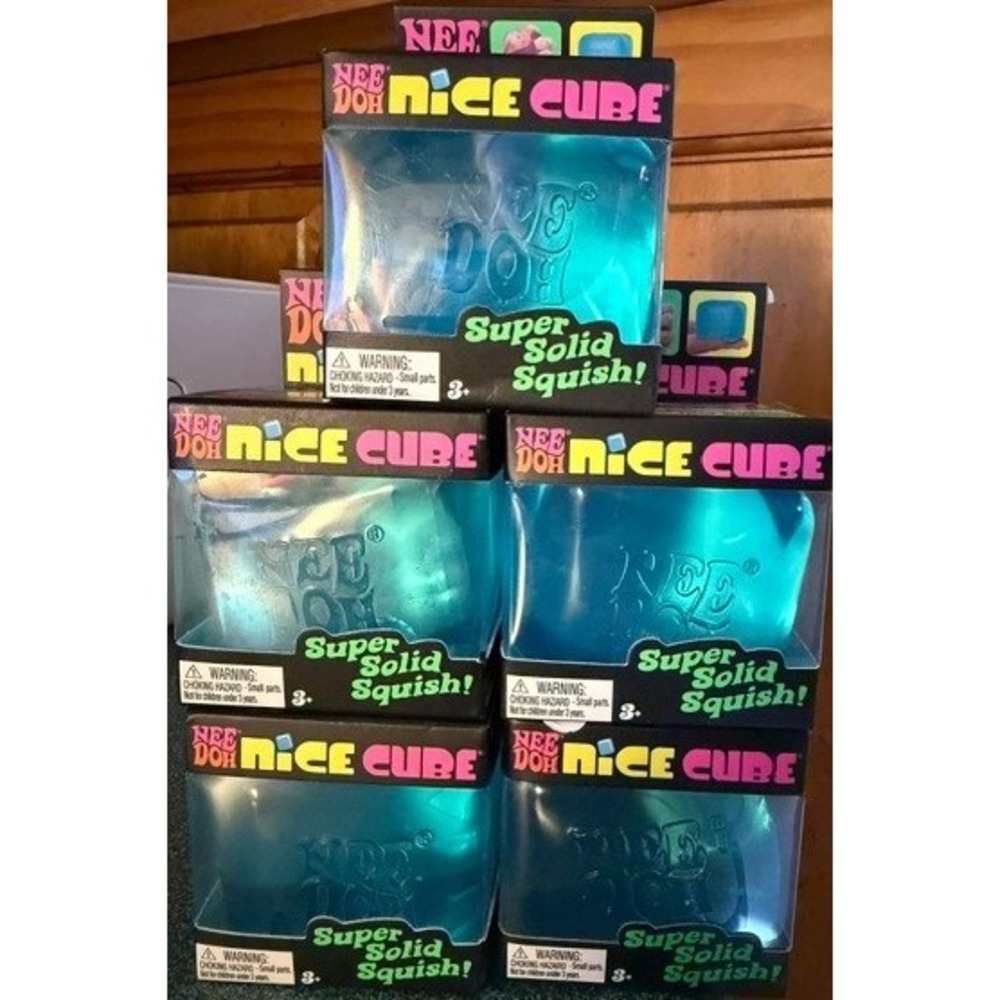 Schylling NeeDoh Nice Cube Blue Super Solid Squish Sensory Fidget Set of 5